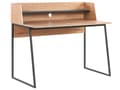 Miniatyrbilde 1 av 7: Skrivebord til hjemmekontor lyst tre med topp av svart konstruert tre 120 x 59 cm med stålhylle