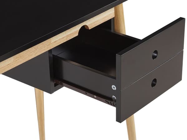 Hjemmekontor Skrivebord Svart Lyst Tre MDF Tre 106 x 48 cm Skuff Retro