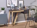 Miniatyrbilde 2 av 7: Hjemmekontor Skrivebord Svart Lyst Tre MDF Tre 106 x 48 cm Skuff Retro
