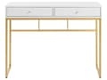 Miniatyrbilde 4 av 10: Skrivebord Hvit Gull Metall 100 x 50 cm 2 skuffer Oppbevaring Konsollbord Hjemmekontor Stue Glamour