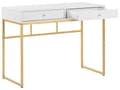 Miniatyrbilde 5 av 10: Skrivebord Hvit Gull Metall 100 x 50 cm 2 skuffer Oppbevaring Konsollbord Hjemmekontor Stue Glamour