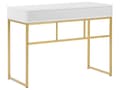 Miniatyrbilde 7 av 10: Skrivebord Hvit Gull Metall 100 x 50 cm 2 skuffer Oppbevaring Konsollbord Hjemmekontor Stue Glamour