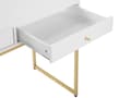 Miniatyrbilde 8 av 10: Skrivebord Hvit Gull Metall 100 x 50 cm 2 skuffer Oppbevaring Konsollbord Hjemmekontor Stue Glamour