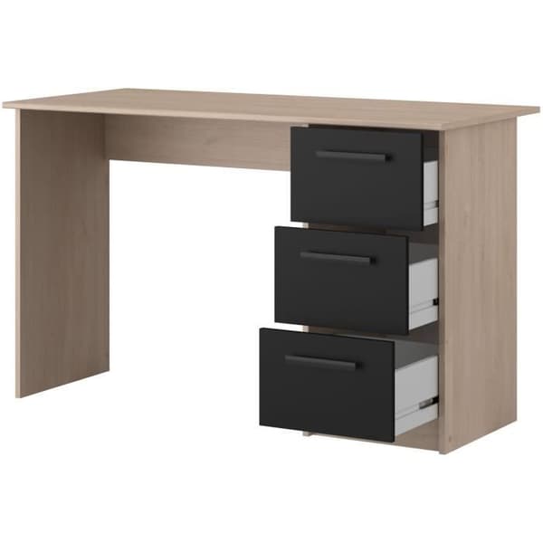 Parisot Right Office 3 -lådor - Brooklyn Chene Decor - L 121,4 x D 55 x H 74,5 cm - Essential