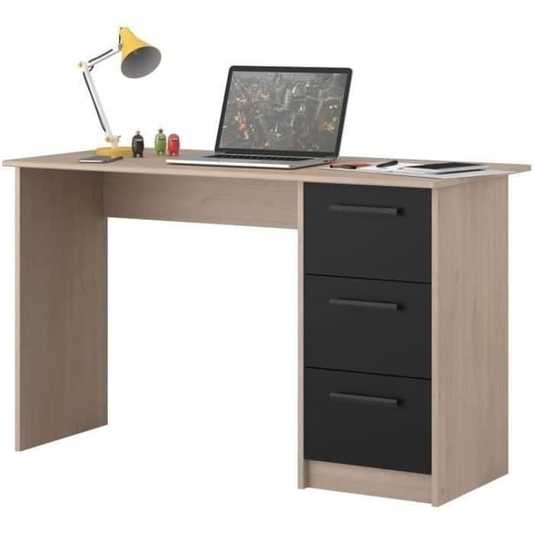 Parisot Right Office 3 -lådor - Brooklyn Chene Decor - L 121,4 x D 55 x H 74,5 cm - Essential