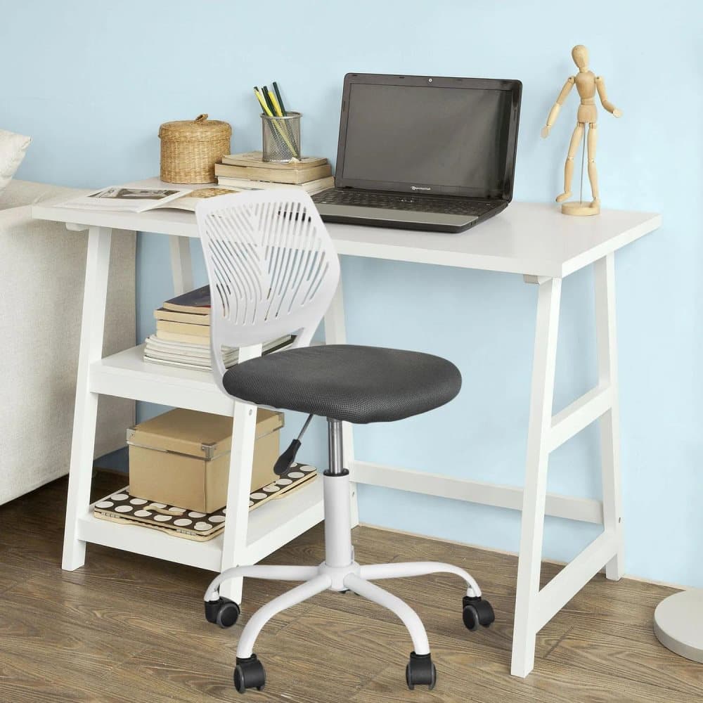Rootz - White Home Office Table Desk Workstation Computer Desk with 2 Storage Shelves- 112x50x76cm