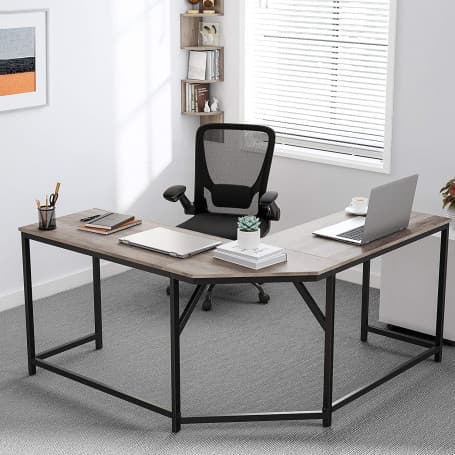 L-format Skrivbord, Hörnskrivbord - industriell design, grå 149 x 149 x 75 cm