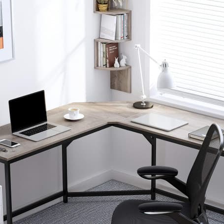 L-format Skrivbord, Hörnskrivbord - industriell design, grå 149 x 149 x 75 cm