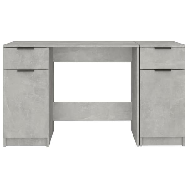 vidaXL Skrivbord med sidoskåp betonggrå konstruerat trä