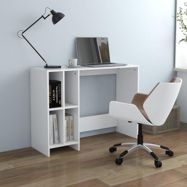 vidaXL skrivebord 102,5x35x75 cm konstrueret træ hvid