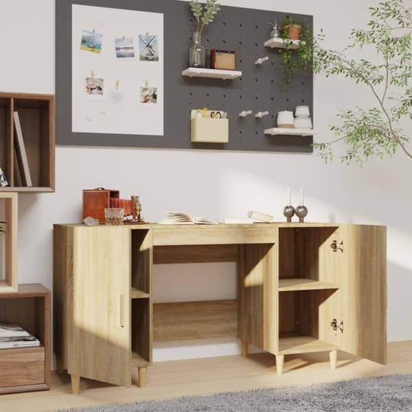 vidaXL skrivebord 140x50x75 cm konstrueret træ sonoma-eg