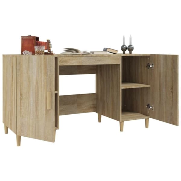 vidaXL skrivebord 140x50x75 cm konstrueret træ sonoma-eg