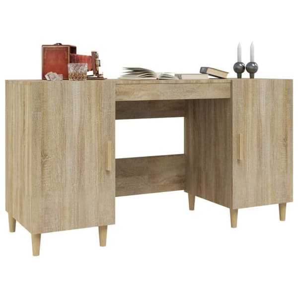 vidaXL skrivebord 140x50x75 cm konstrueret træ sonoma-eg