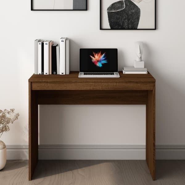 vidaXL skrivebord 90x40x72 cm konstrueret træ brun egetræsfarve