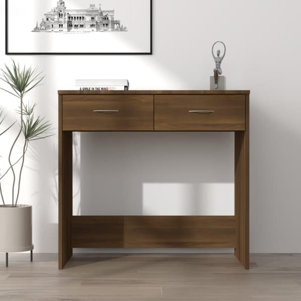 vidaXL skrivebord 80x40x75 cm konstrueret træ brun egetræsfarve