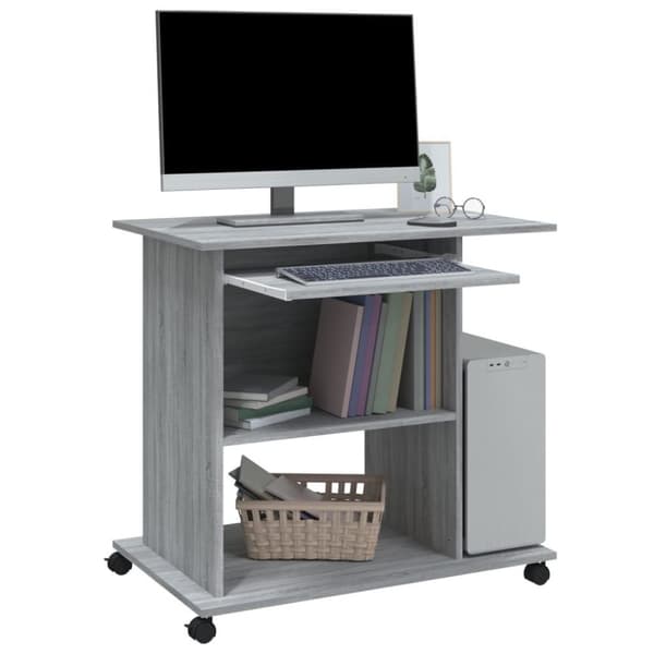 vidaXL computerbord 80x50x75 cm konstrueret træ grå sonoma-eg