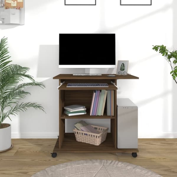 vidaXL Tietokonepöytä ruskea tammi 80x50x75 cm tekninen puu
