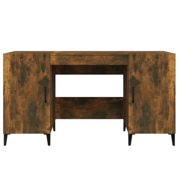 vidaXL skrivebord 140x50x75 cm konstrueret træ røget egetræsfarve