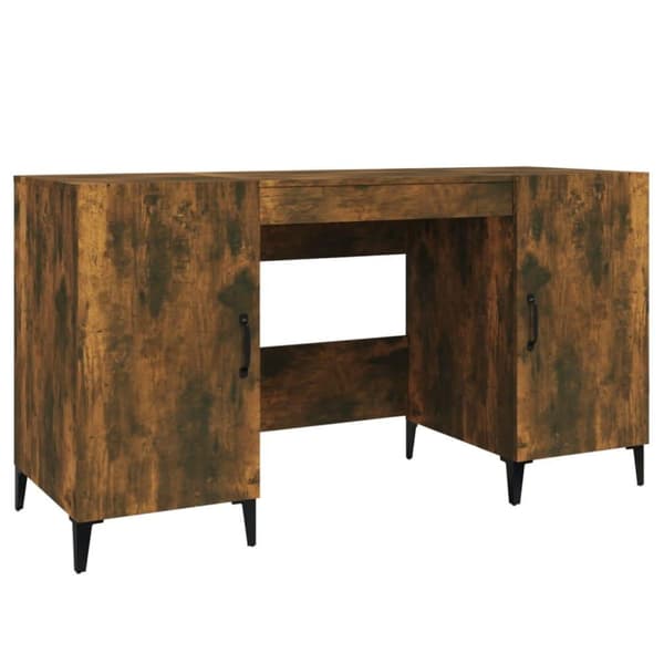 vidaXL skrivebord 140x50x75 cm konstrueret træ røget egetræsfarve