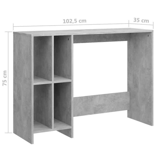 vidaXL Datorbord betonggrå 102,5x35x75 cm konstruerat trä