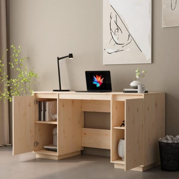 vidaXL Skrivebord 140x50x75 cm heltre furu