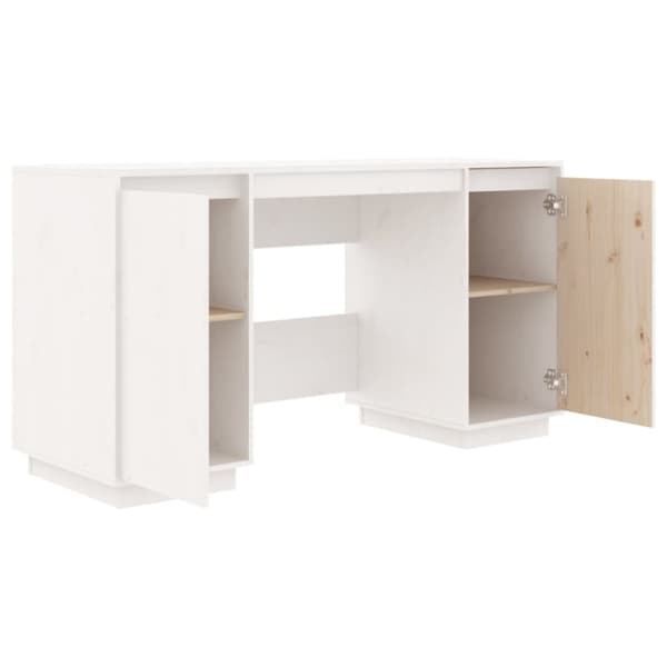 vidaXL Skrivbord vit 140x50x75 cm massiv furu