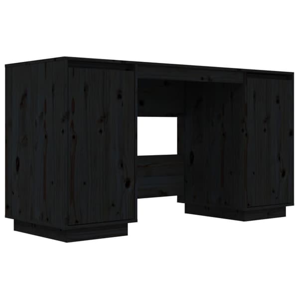 vidaXL Skrivebord svart 140x50x75 cm heltre furu