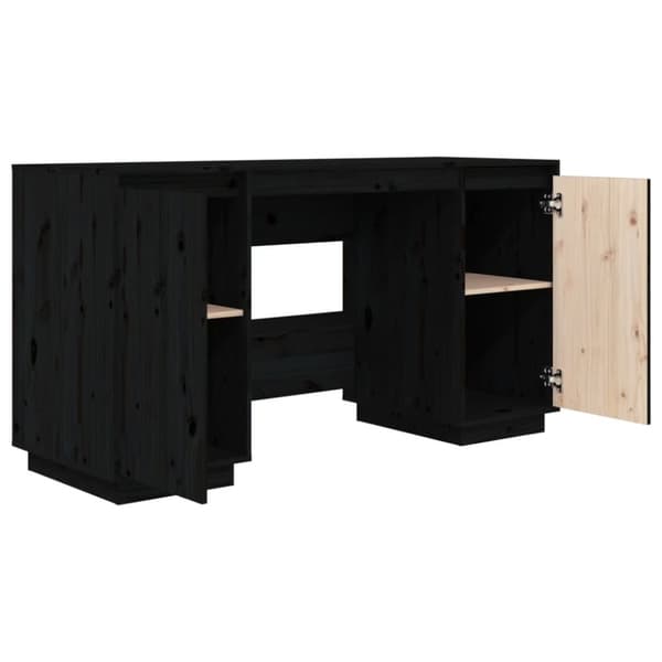 vidaXL Skrivebord svart 140x50x75 cm heltre furu
