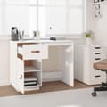Miniatyrbild 3 av 11: vidaXL Skrivbord Vit 95x50x75 cm massiv furu
