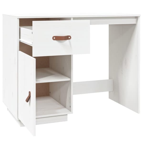 vidaXL Skrivbord Vit 95x50x75 cm massiv furu