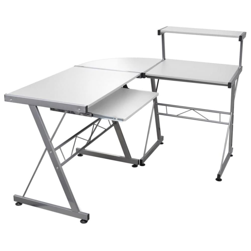 vidaXL Datorbord hörn vit 132x112x99 cm konstruerat trä