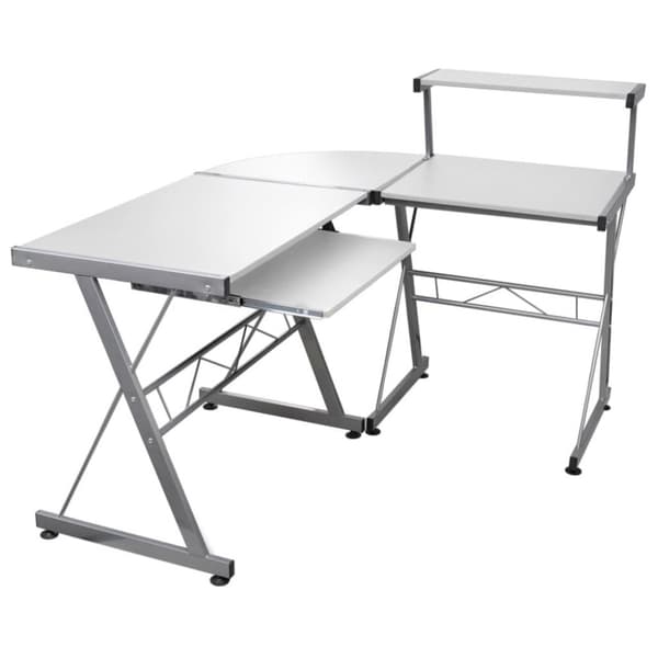 vidaXL Datorbord hörn vit 132x112x99 cm konstruerat trä