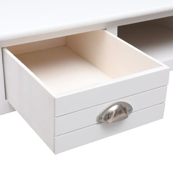 vidaXL Skrivbord vit 108x45x76 cm massivt kejsarträ