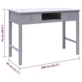 Miniatyrbild 9 av 9: vidaXL Skrivbord grå 108x45x76 cm massivt kejsarträ
