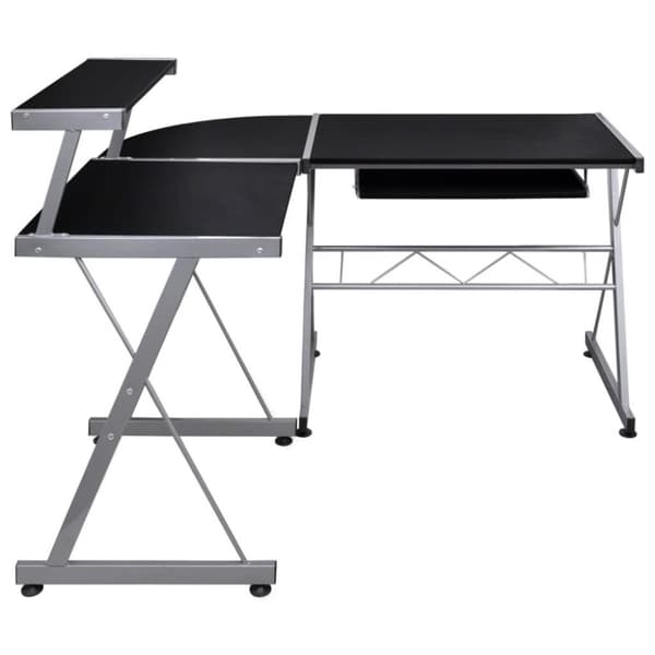 vidaXL computerbord til hjørne 132x112x99 cm konstrueret træ sort
