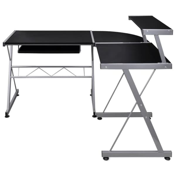 vidaXL computerbord til hjørne 132x112x99 cm konstrueret træ sort