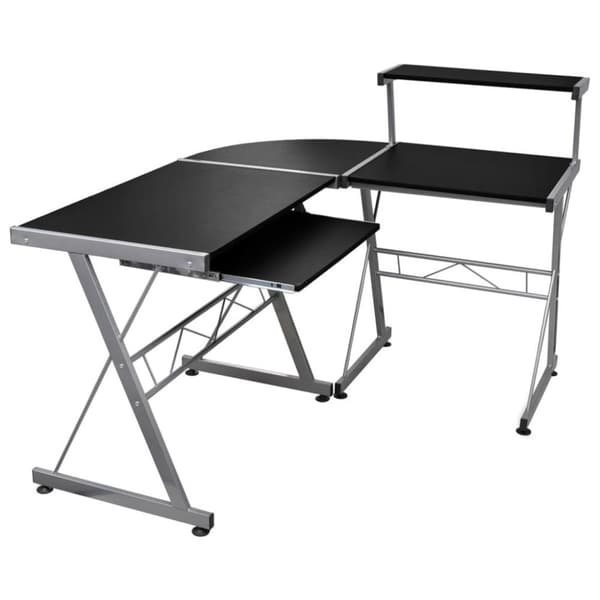 vidaXL computerbord til hjørne 132x112x99 cm konstrueret træ sort