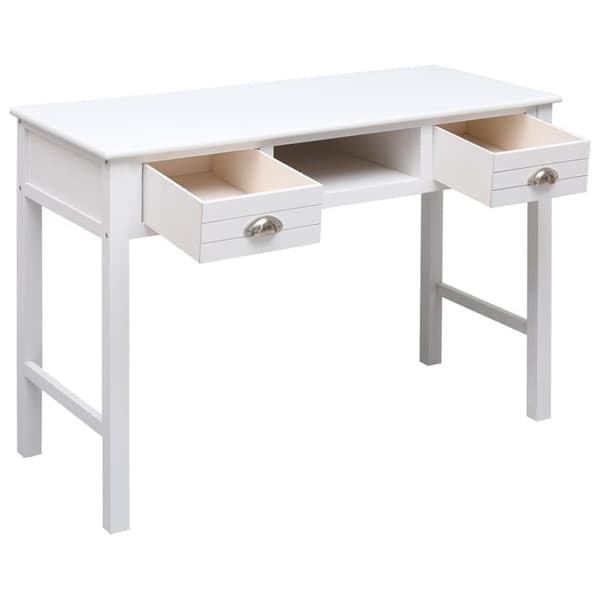vidaXL Työpöytä valkoinen 108x45x76 cm täysi keisaripuu