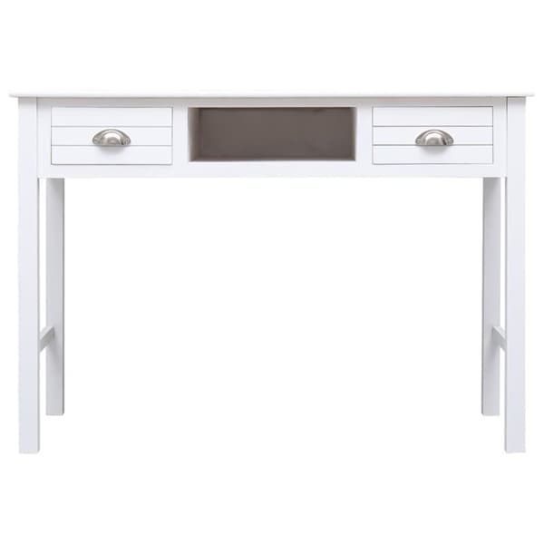 vidaXL Työpöytä valkoinen 108x45x76 cm täysi keisaripuu