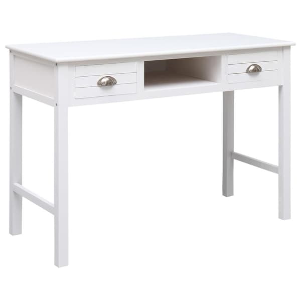vidaXL Työpöytä valkoinen 108x45x76 cm täysi keisaripuu