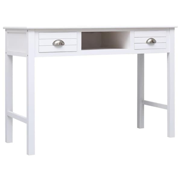 vidaXL Työpöytä valkoinen 108x45x76 cm täysi keisaripuu