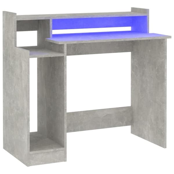 vidaXL Työpöytä LED-valoilla betoninharmaa 97x45x90 cm tekninen puu