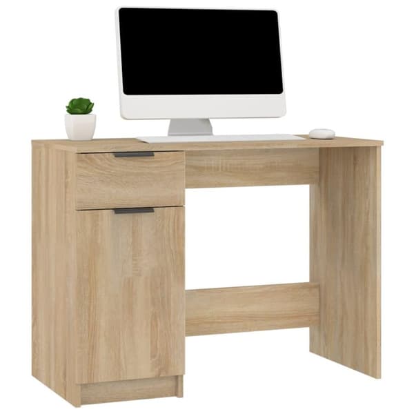 vidaXL skrivebord 100x50x75 cm konstrueret træ sonoma-eg