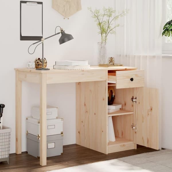 vidaXL Työpöytä 100x50x75 cm täysi mänty