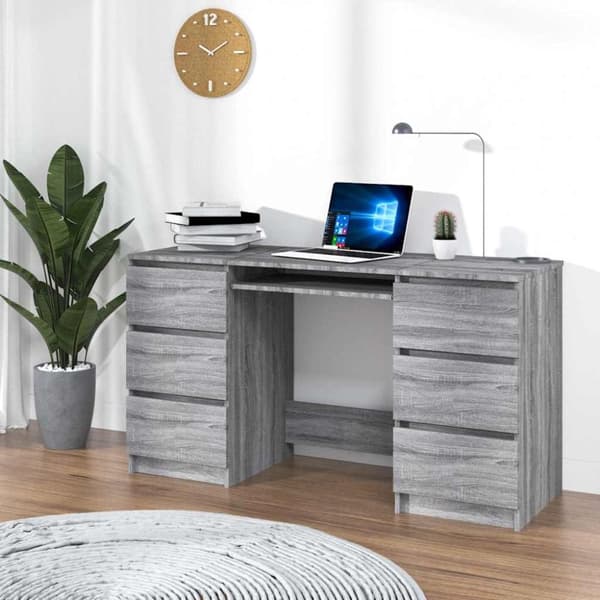 vidaXL skænk 140x50x77 cm konstrueret træ grå sonoma-eg