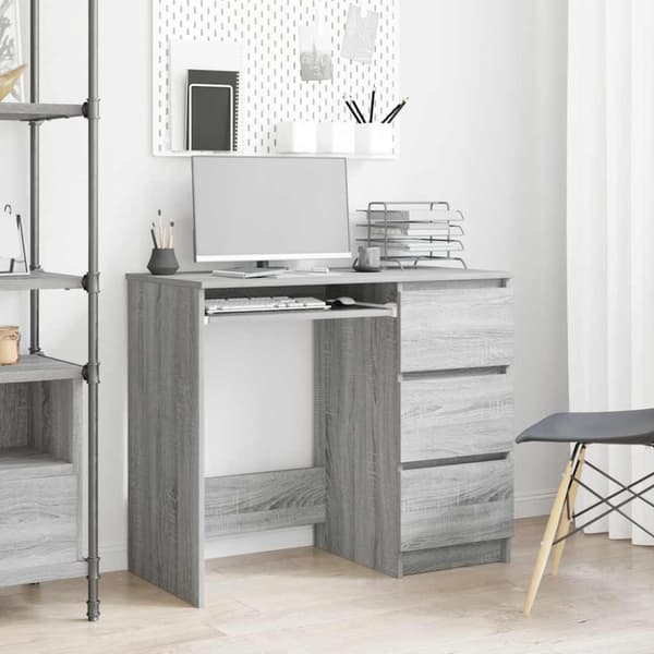 vidaXL skrivebord 90x45x76 cm konstrueret træ grå sonoma-eg