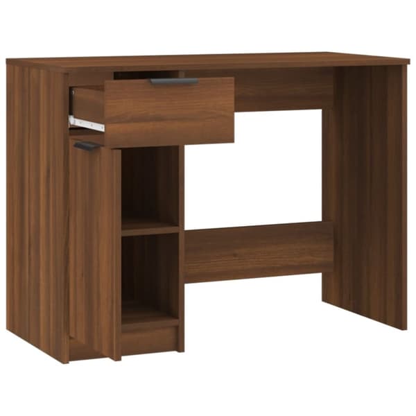 vidaXL skrivebord 100x50x75 cm konstrueret træ brun egetræsfarve