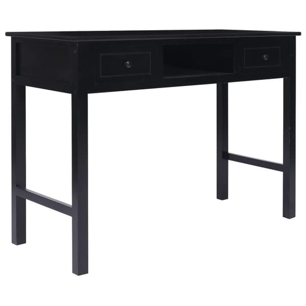 vidaXL skrivebord 108x45x76 cm massivt kejsertræ sort