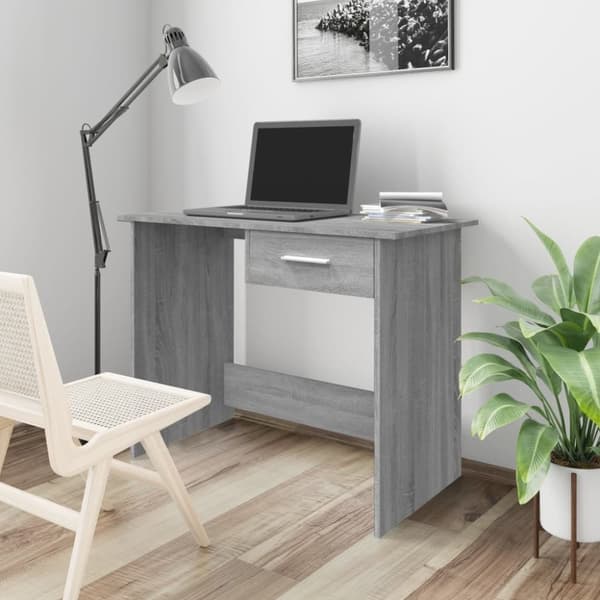 vidaXL Työpöytä harmaa Sonoma 100x50x76 cm tekninen puu