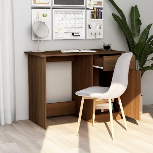vidaXL skrivebord 100x50x76 cm konstrueret træ brun egetræsfarve